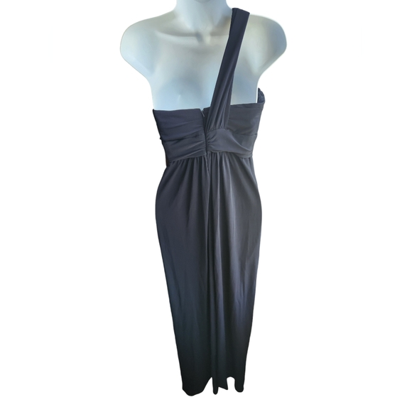 Amsale Navy Blue Long Formal Dress Maxi Sweetheart Neck Wedding Stretch Size 8 - Picture 3 of 4